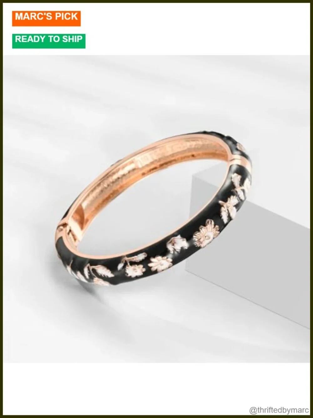 5pc Enamel Cloisonne Flower Bangle Bracelet Set Gold Plated Alloy Jewelry Gift